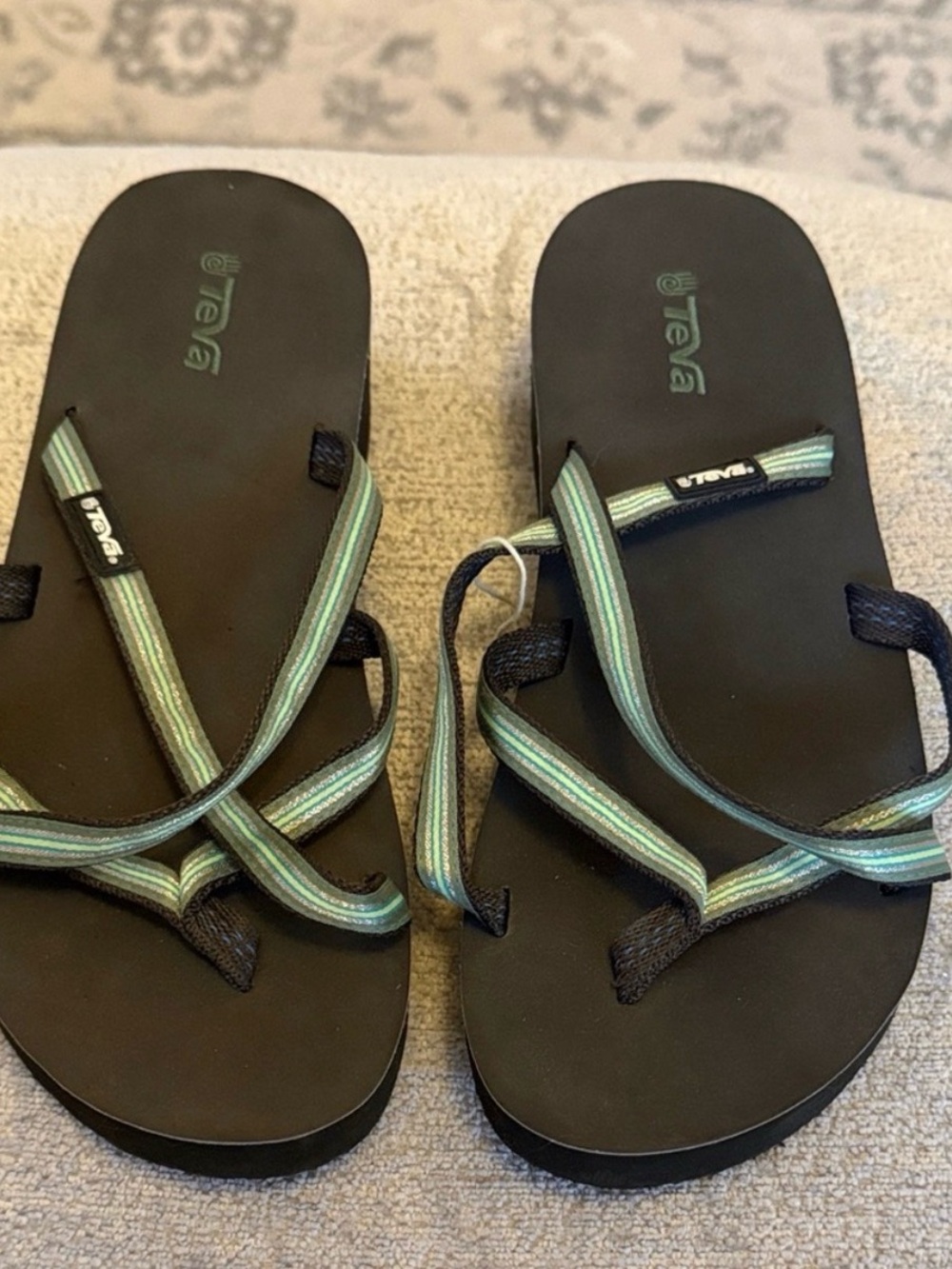 Teva Mush Mandalyn Wedge Ola 2 Strappy Sandals Black Mint Size 10